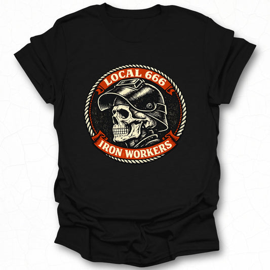 Local 666 Iron Workers Skull Design T-Shirt