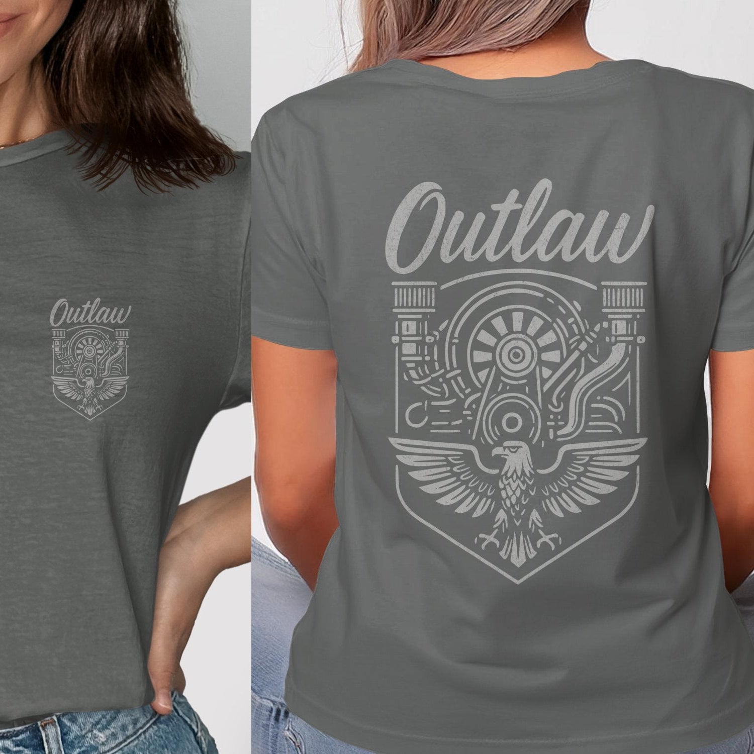 Outlaw Distressed Eagle Emblem Graphic Tee product