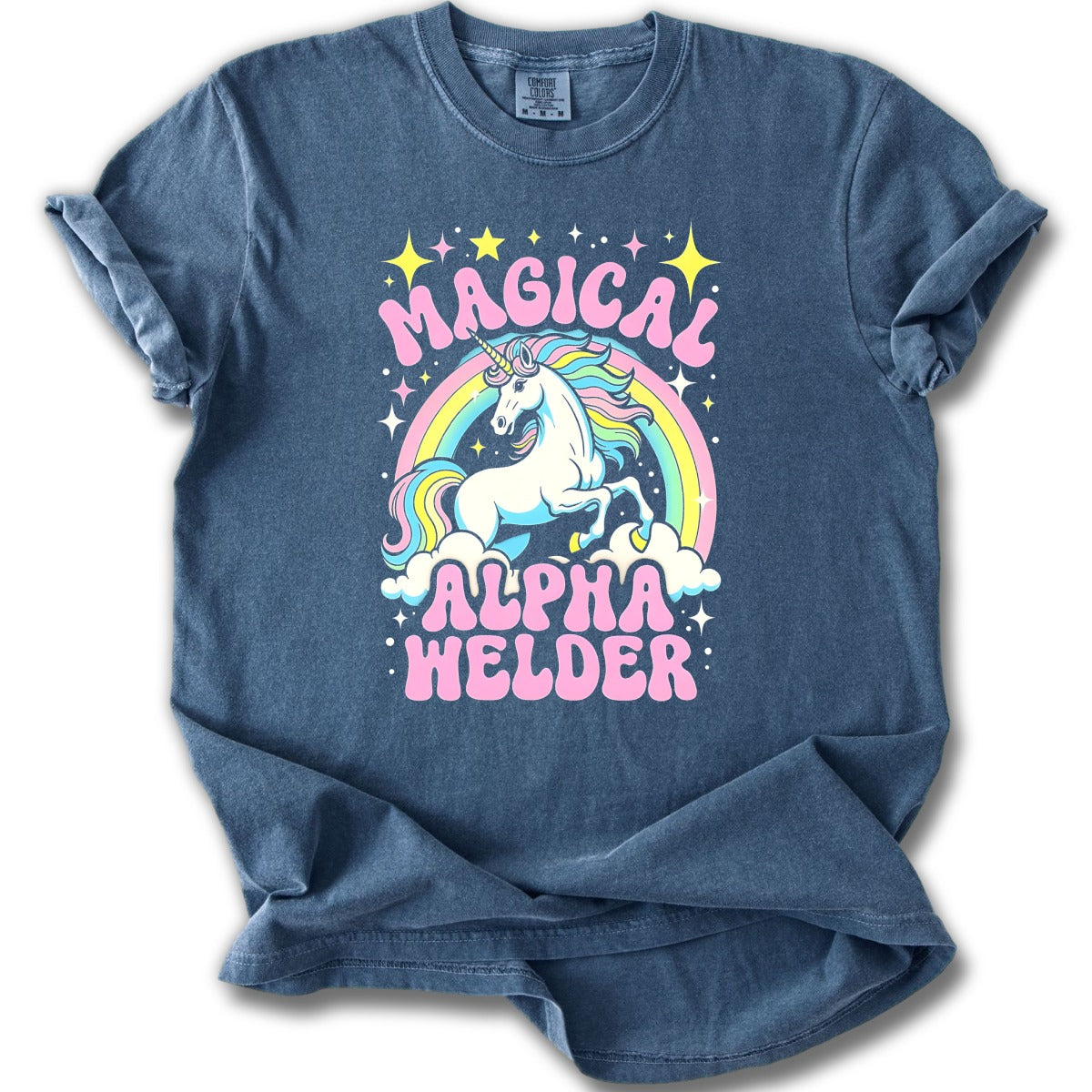 Magical Alpha Welder Shirt with Unicorn and Rainbow