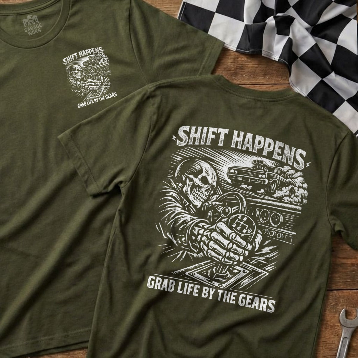 Shift Happens Grab Life By The Gears Graphic T-shirt
