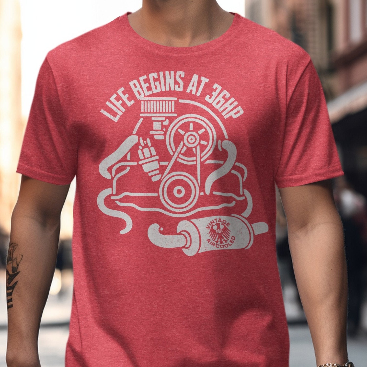 Life Begins at 36HP Vintage Car Theme T-Shirt