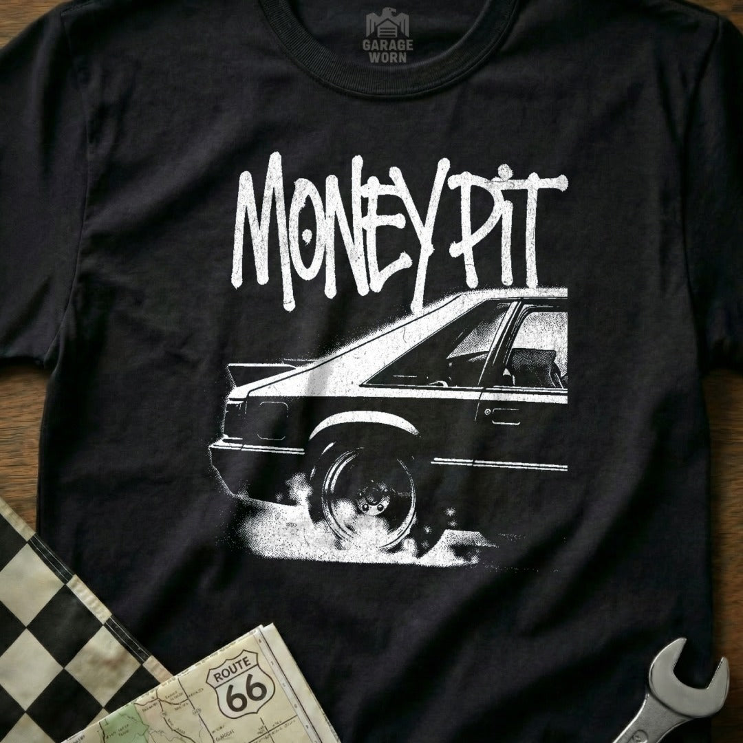 Money Pit Car Graphic Black Shirt for Car Enthusiasts