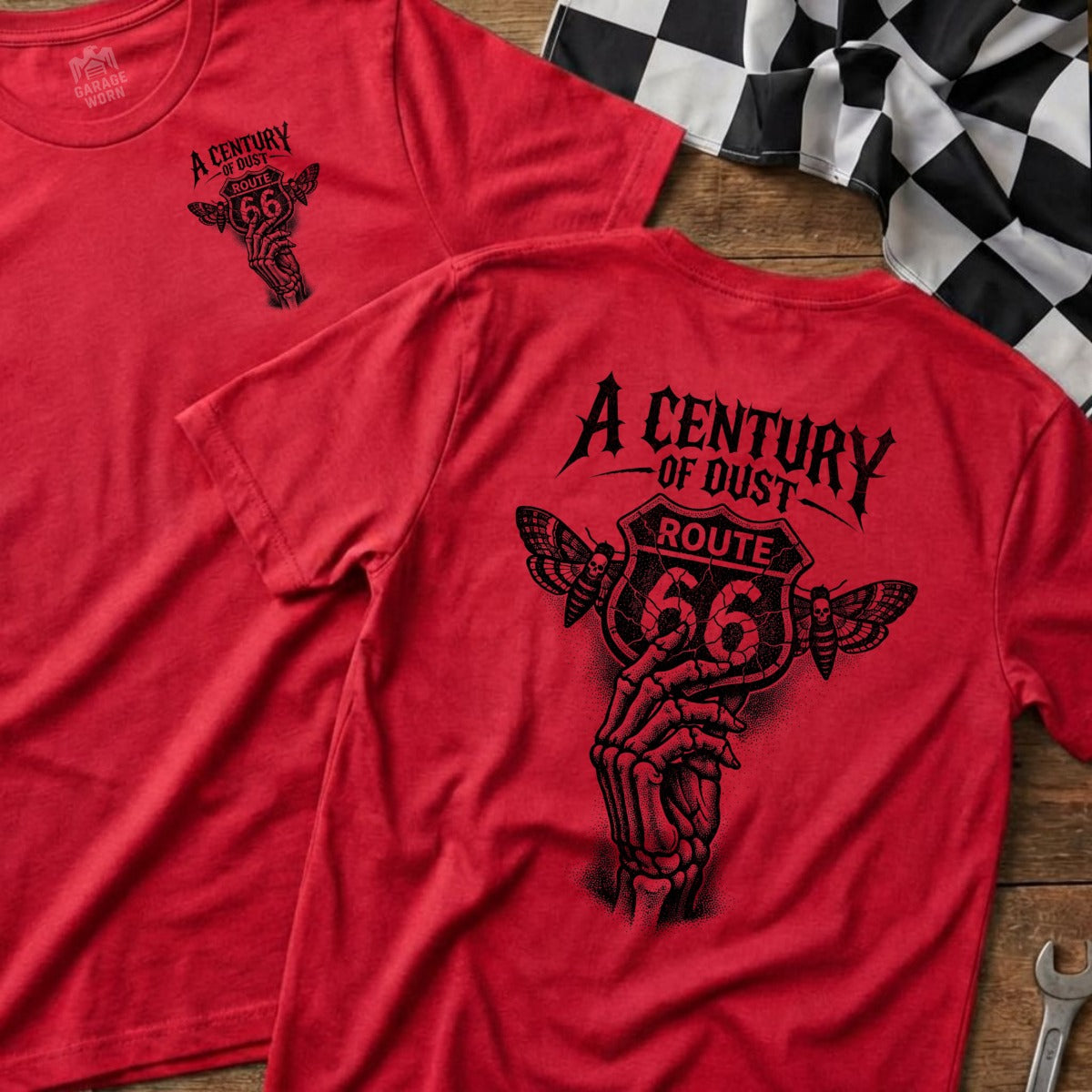 Red A CENTURY OF DUST ROUTE 66 Skeleton Moth product type