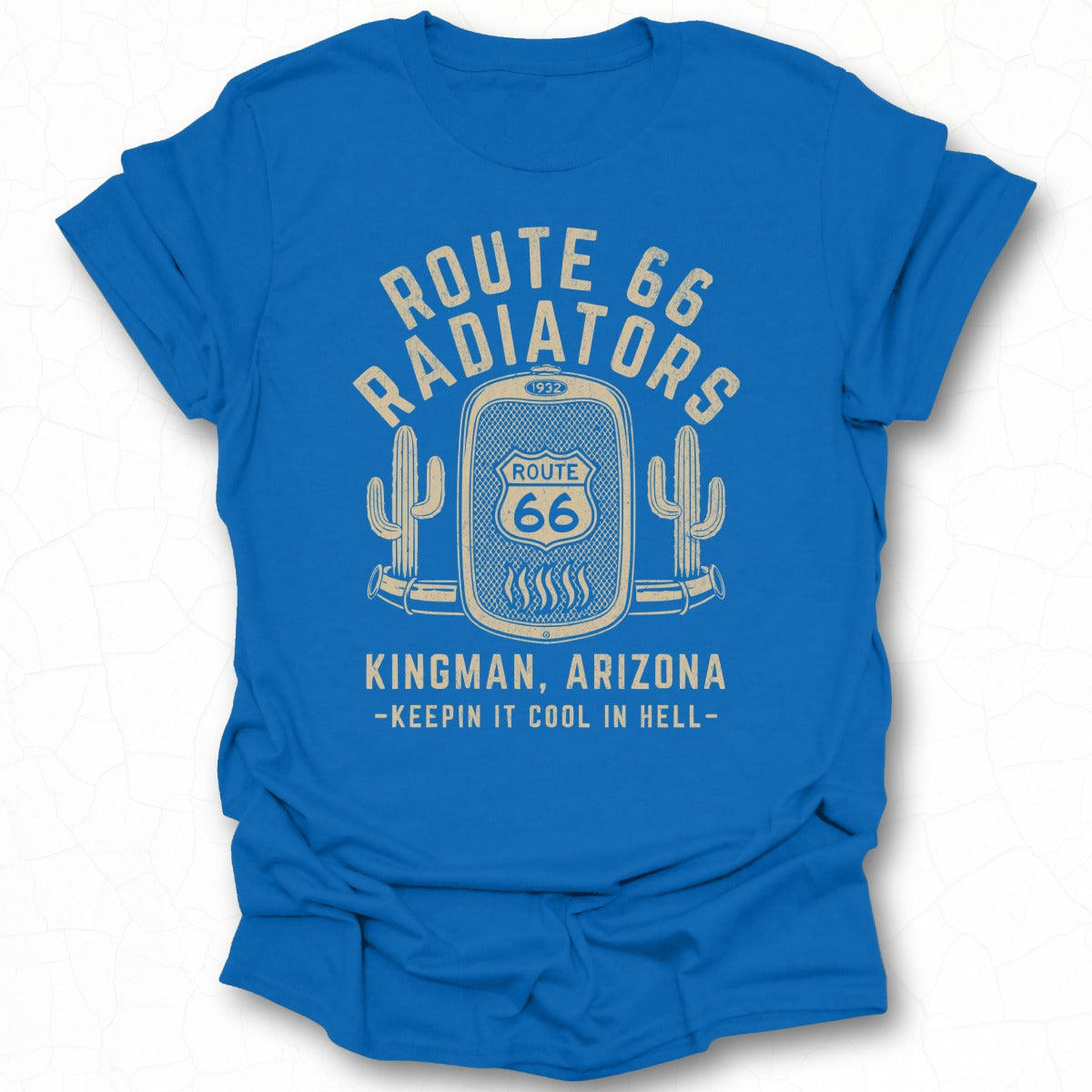 Route 66 Radiators Kingman Arizona Blue T-Shirt