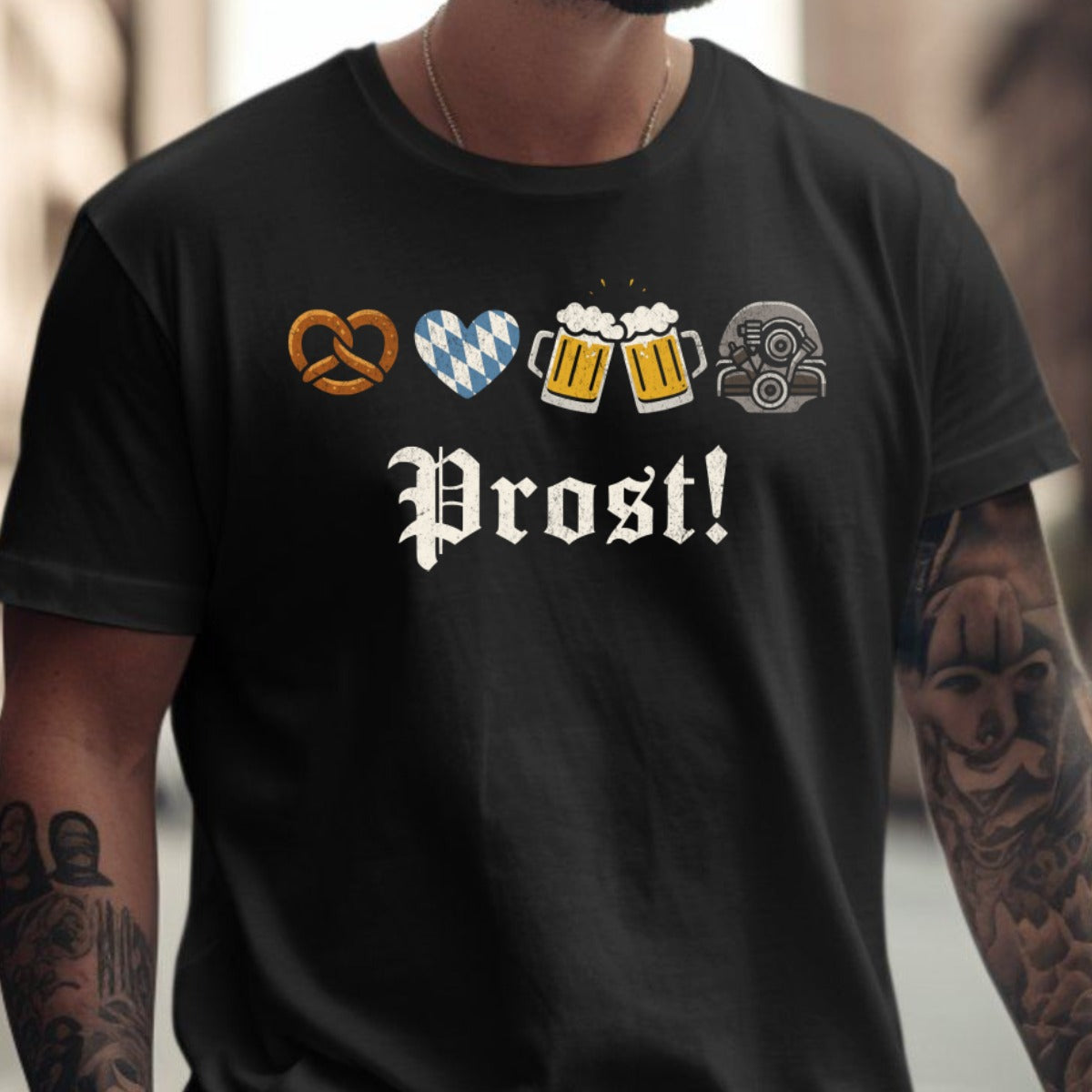 Bavarian Pretzel Heart Beer Gas Mask Prost T-shirt product