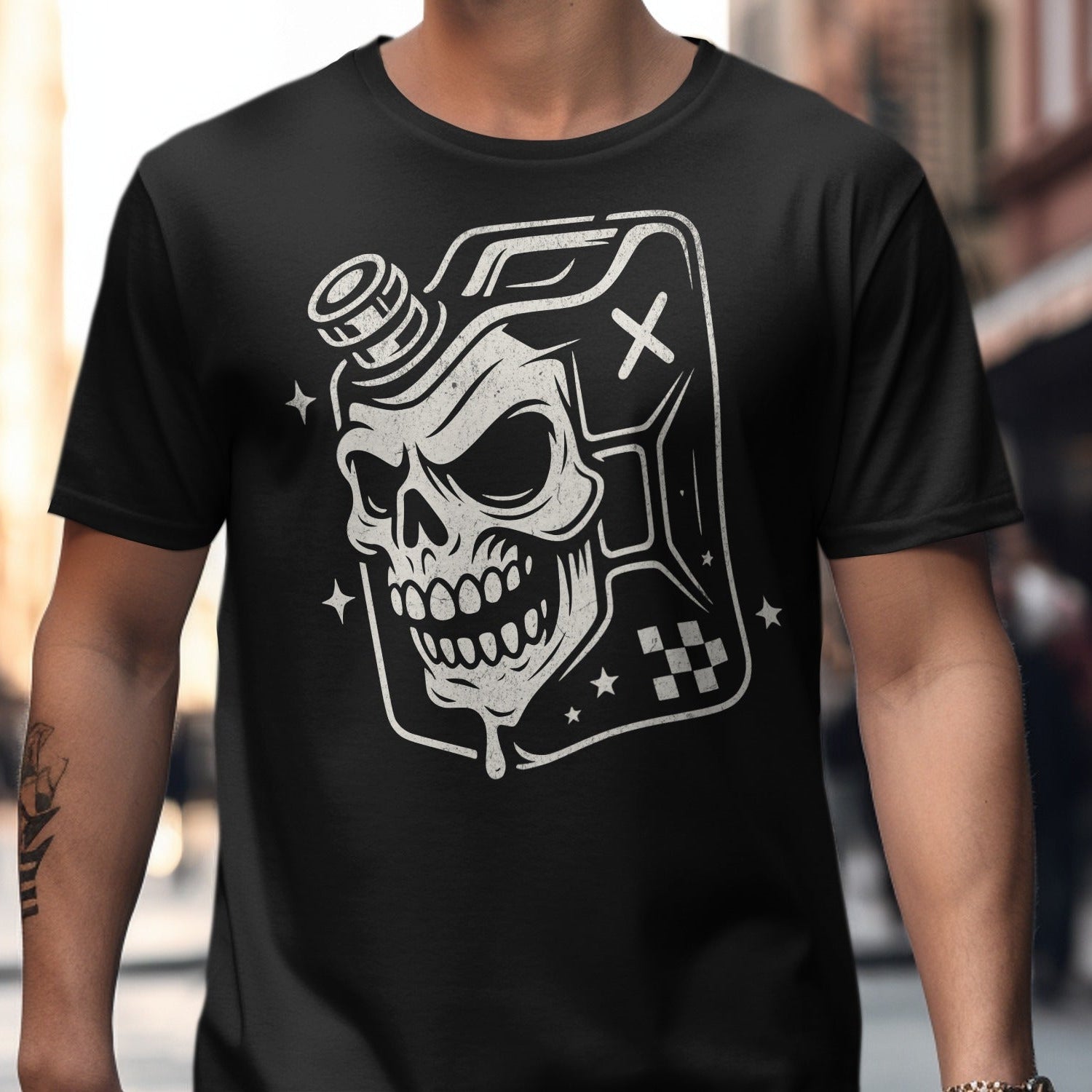 Skull Gas Can Graphic Printed T-Shirt product type