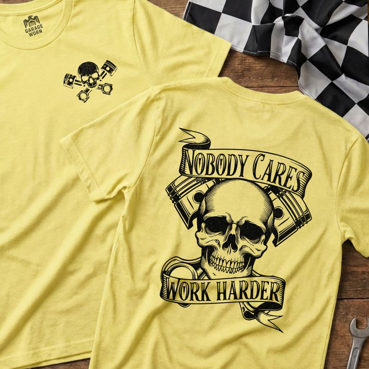 Nobody Cares Work Harder Skull Graphic Tee Product