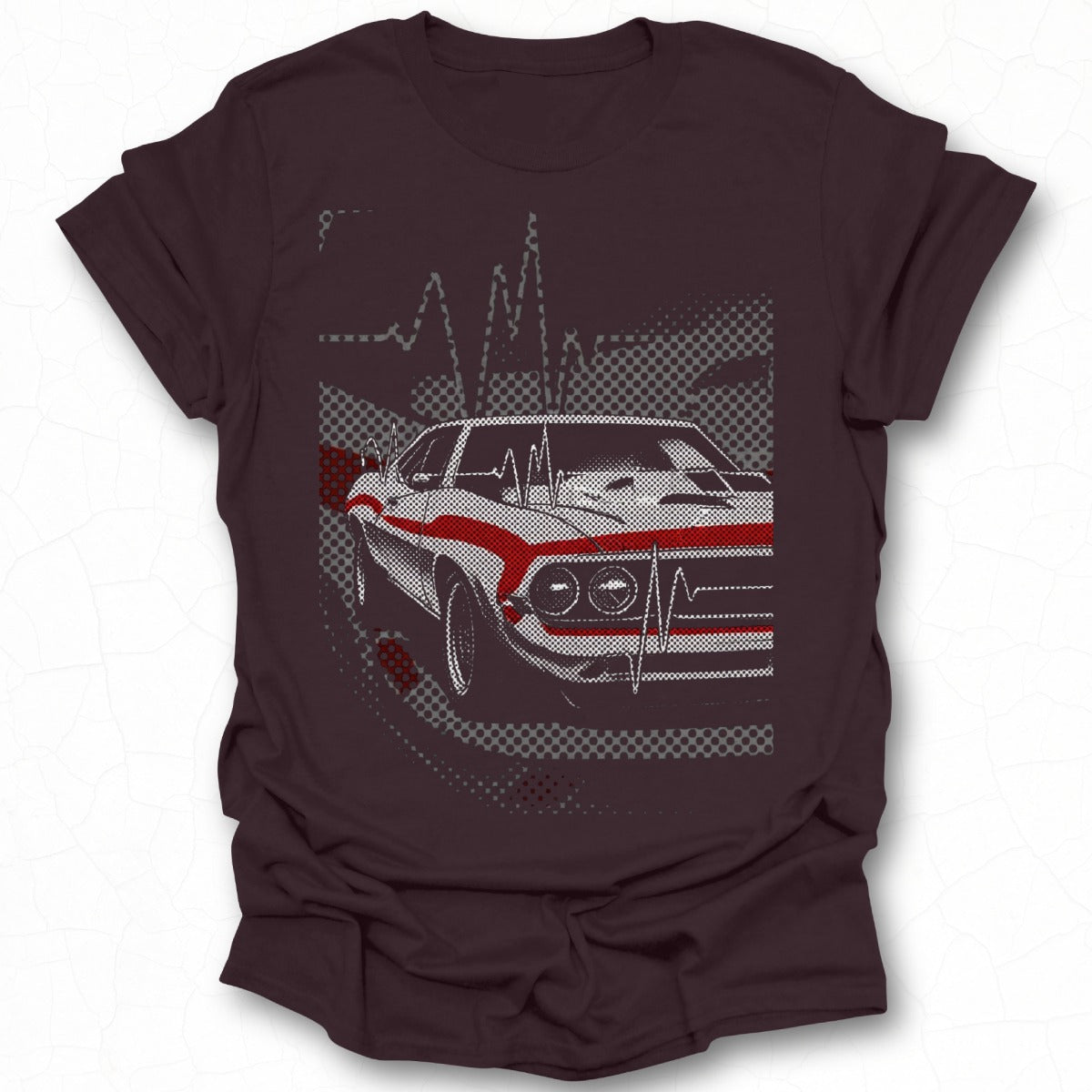 Classic Muscle Car Design Heartbeat Pattern Tee