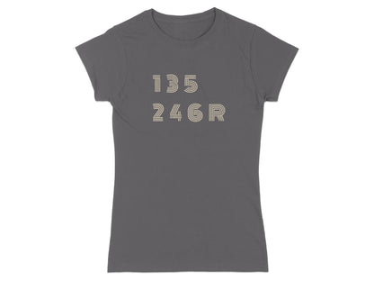 Dark grey t-shirt with "135 246R" in white text.