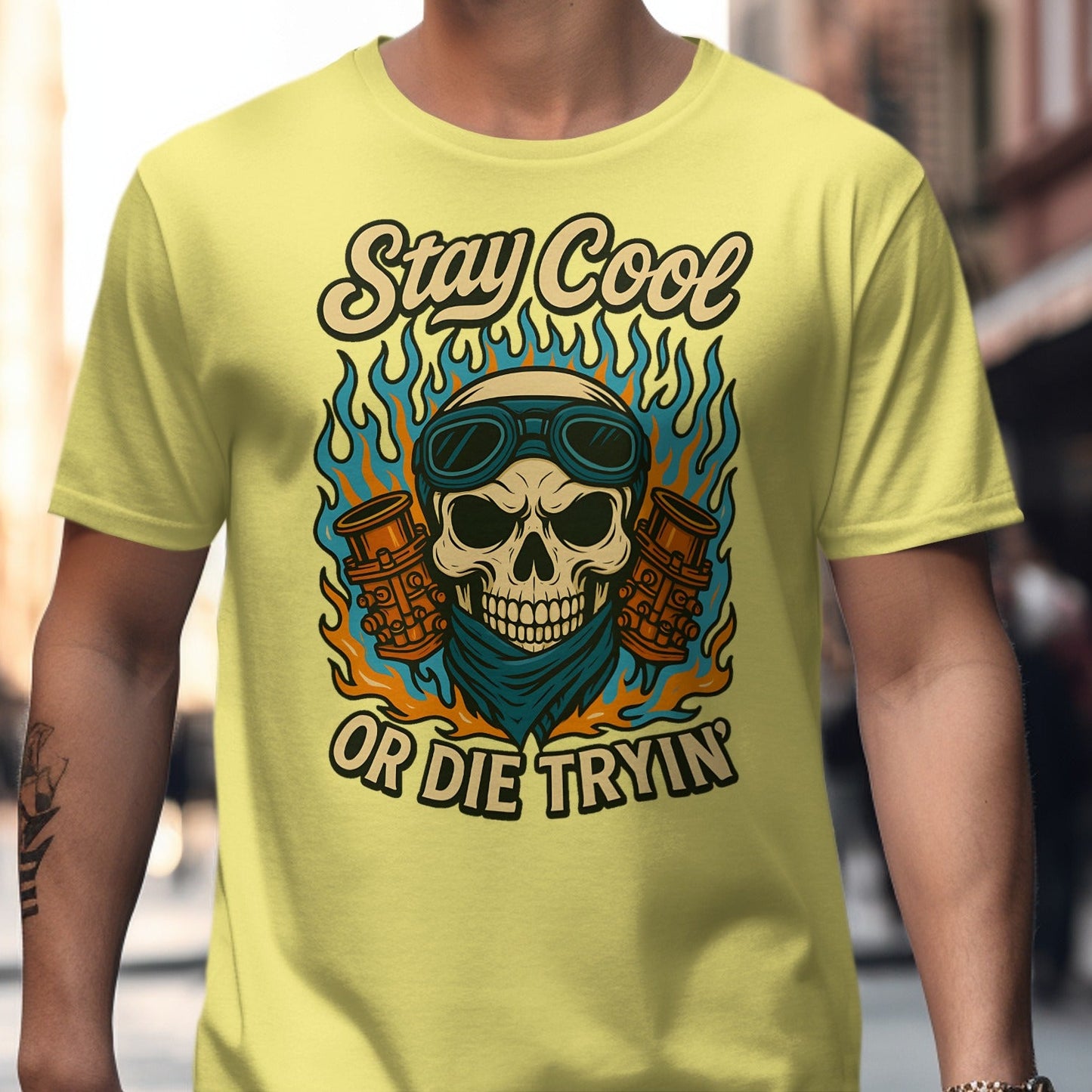 Stay Cool or Die Tryin Skull Design T-shirt product type