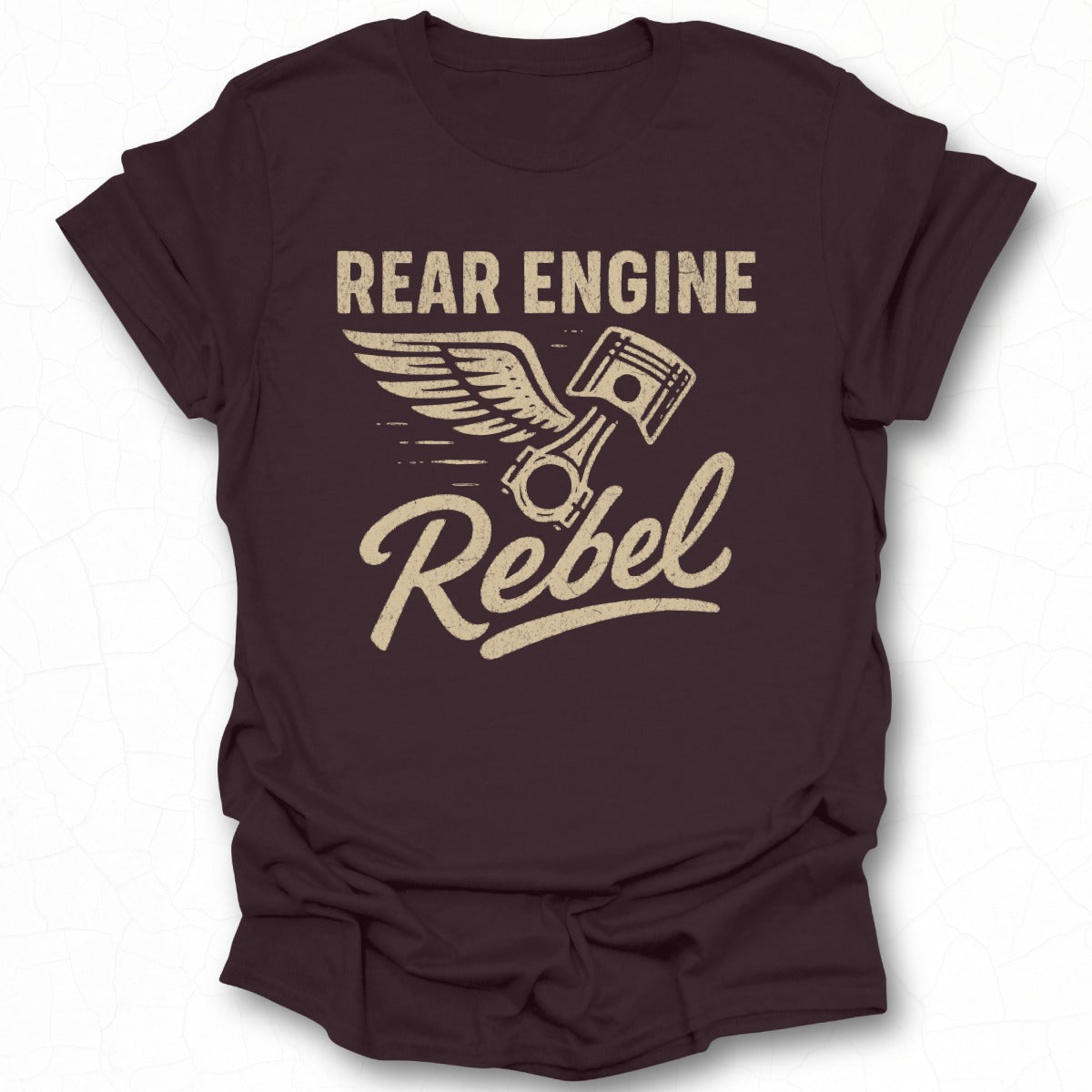 Rear Engine Rebel Graphic Tee with Piston and Wing Design