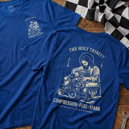 THE HOLY TRINITY Jesus Mechanic Engine product type
THE HOLY TRINITY
COMPRESSION FUEL SPARK
KEEP THE FAITH KEEP IT RUNNING
GARAGE WORN
Jesus
Mechanic
Engine
Car
Automotive
Auto Repair
Faith
Christian
God
Religion
Spiritual
Racing
Mechanic Tools
Hot Rod
Gearhead
Car Enthusiast
