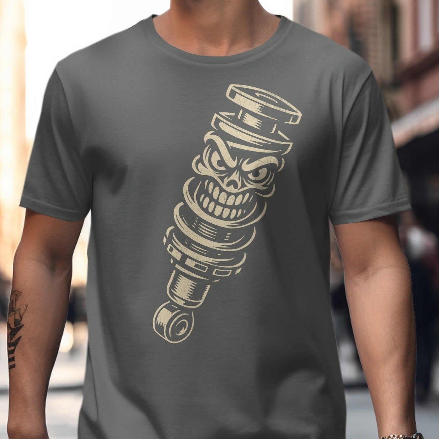 Skull Shaped Shock Absorber Design Graphic T-shirt product