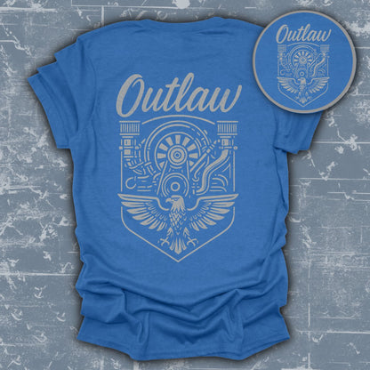 Outlaw Design Blue T-Shirt with Engine and Eagle Product