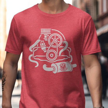 Retro Engine Graphic Print Red Men's T-shirt product type