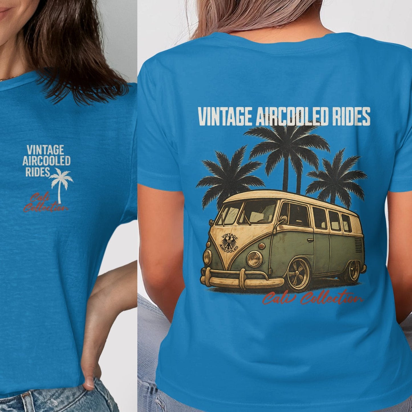 Vintage Aircooled Rides Blue Graphic Tee Shirt Product