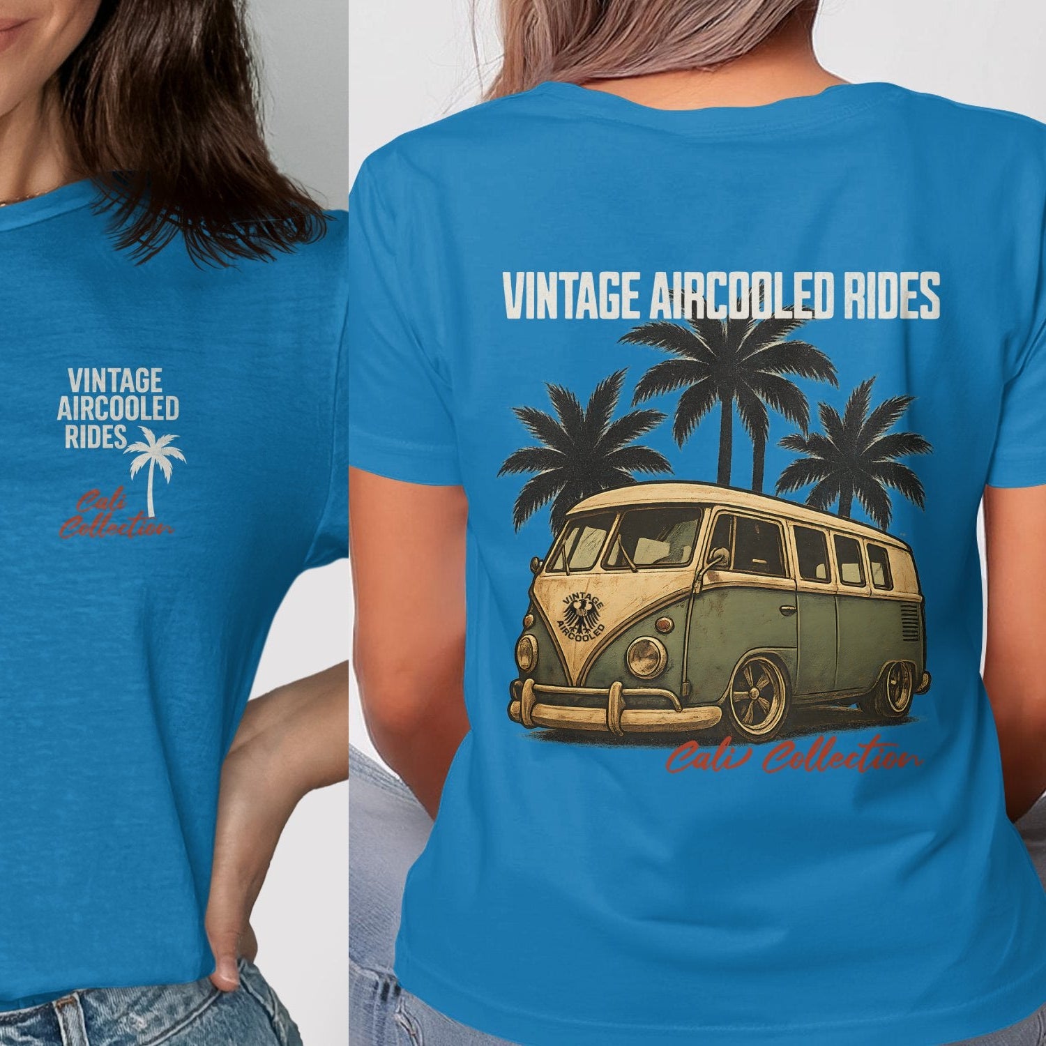 Vintage Aircooled Rides Blue Graphic Tee Shirt Product