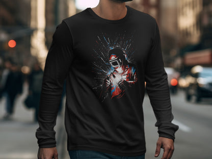 Futuristic Welding Scene Design Long Sleeve Shirt