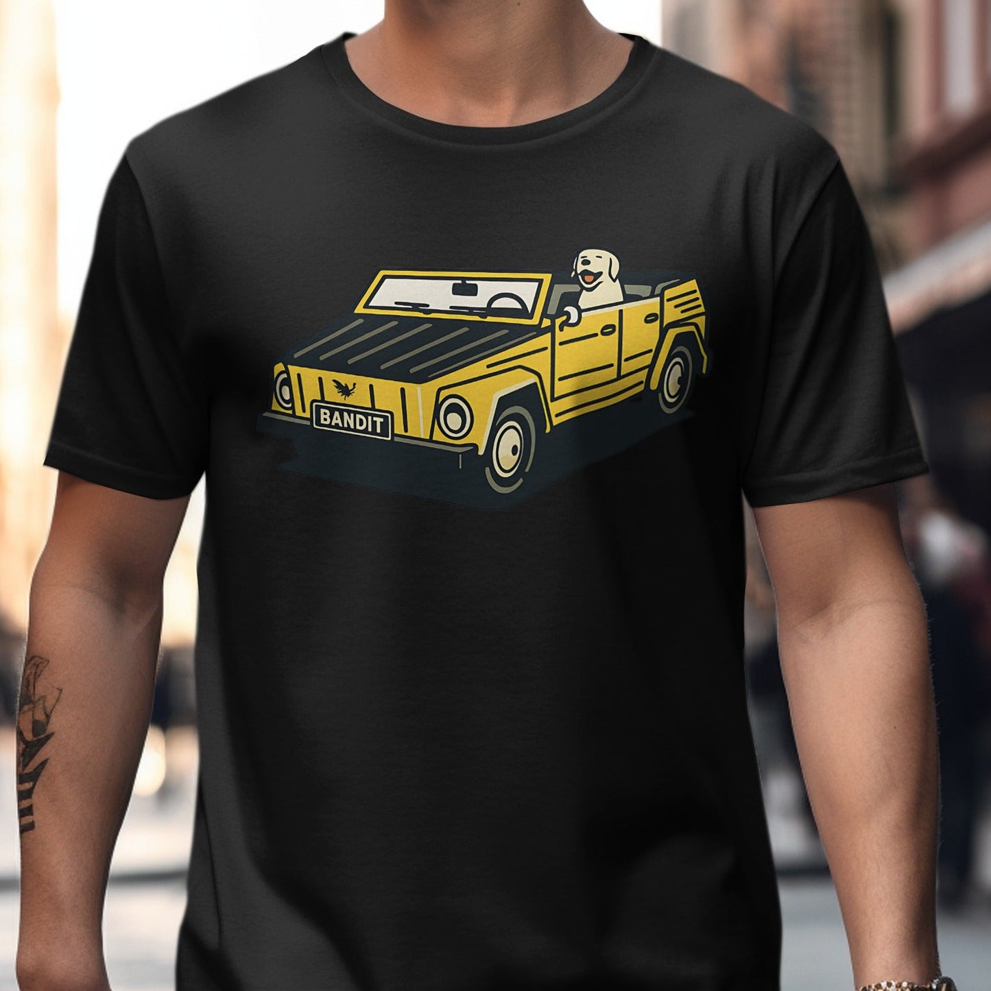 Vintage Bandit Car Graphic Tee for Stylish T-shirt product type
