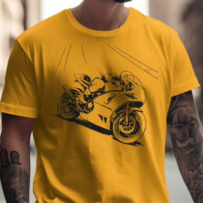 High-Speed Motorcycle Drawing Yellow T-shirt product
