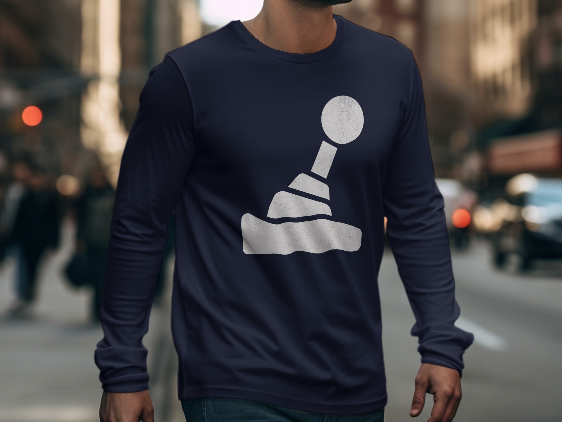 Stylish Long Sleeve Shirt with Abstract White Design