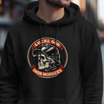 Local 666 Iron Workers Skull Hooded Sweatshirt