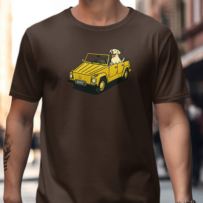 Yellow Car with Happy Dog Graphic Print T-shirt product