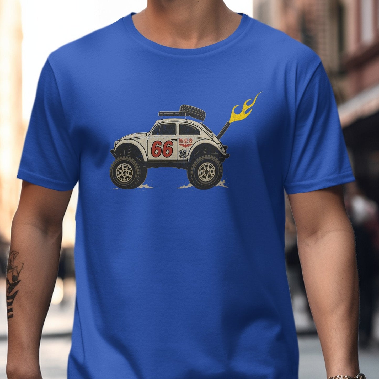 Vintage Style Racing Car with Flames T-shirt product