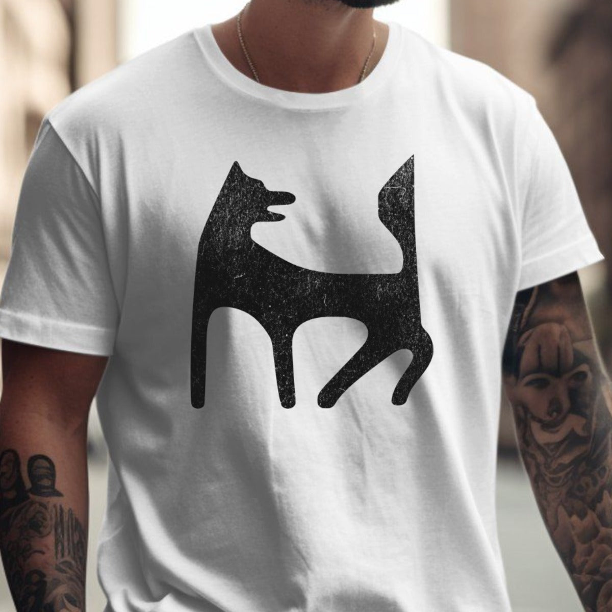 Abstract Black Dog Design on White T-Shirt product