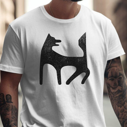 Abstract Black Dog Design on White T-Shirt product