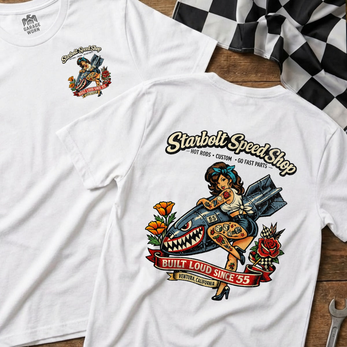 Starbolt Speed Shop Built Loud Since '55 T-shirt
