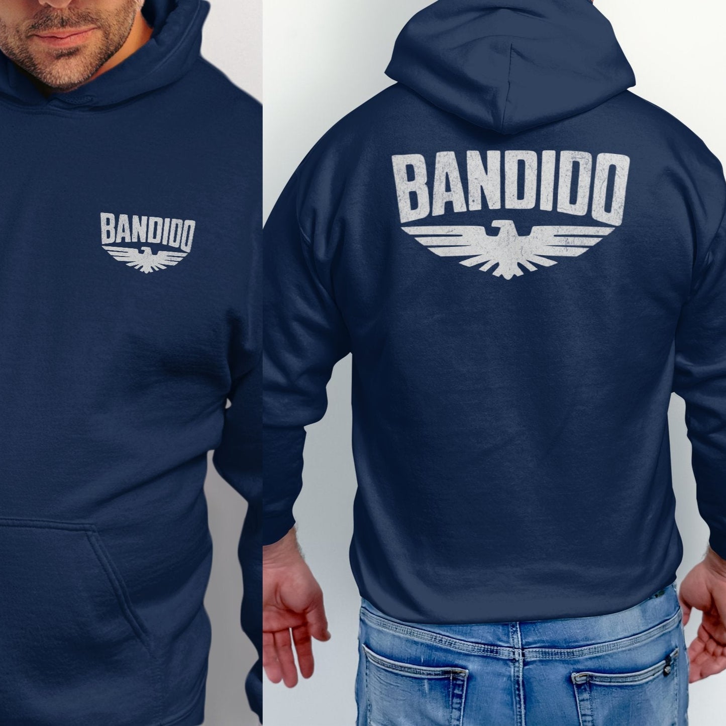 Bandido Navy Blue Hoodie with Bold Back Print product