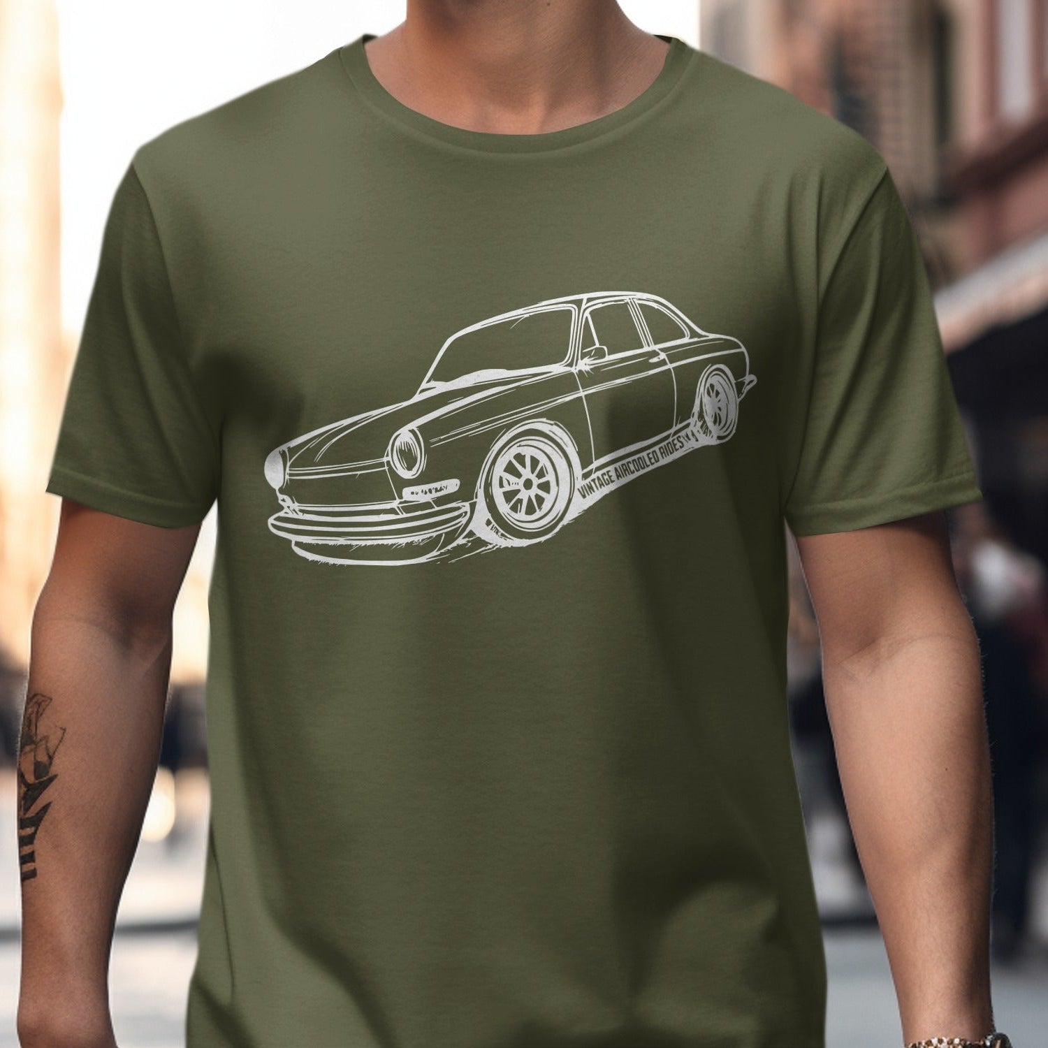 Classic Car Sketch Green T-Shirt product type