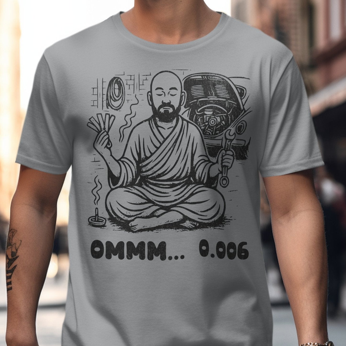 Meditating Monk with Om Symbol Graphic T-shirt product