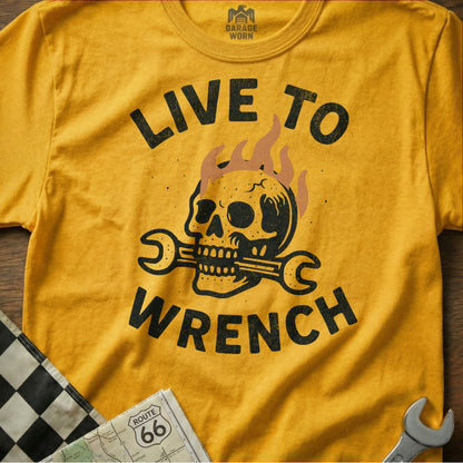 Live to Wrench Skull Graphic T-Shirt