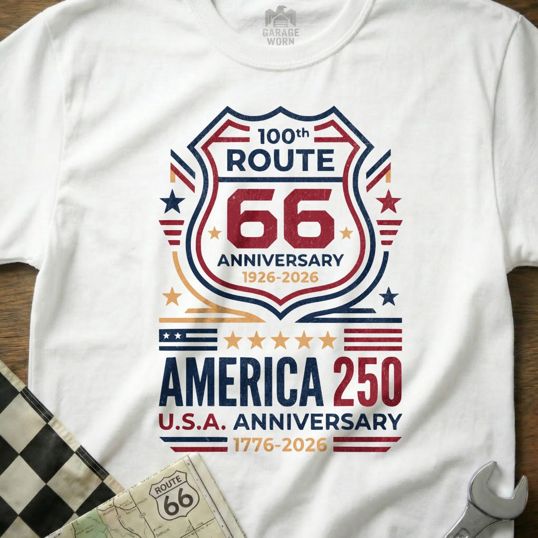Route 66 100th Anniversary 1926-2026 America 250 USA Anniversary 1776-2026 shirt.