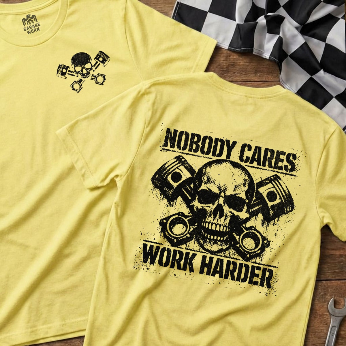 Nobody Cares Work Harder Skull Graphic T-shirt