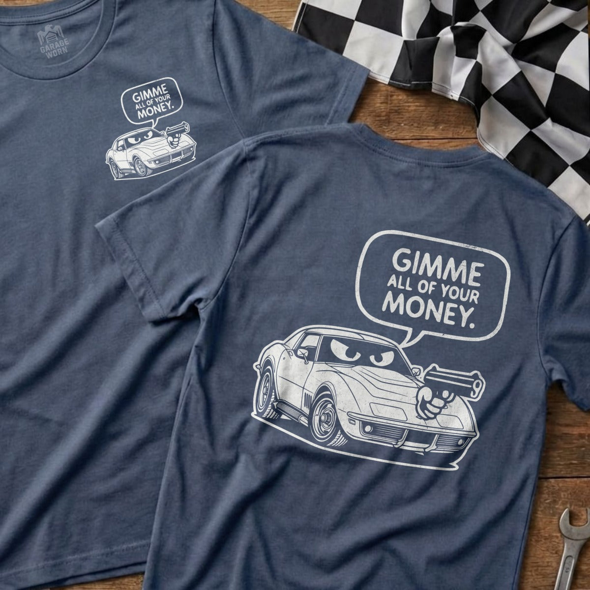 Vintage Car Gimme All Your Money Funny Graphic product type
Corvette, Classic Car, Vintage Auto, Funny Car, Graphic Design, Money Humor, Automotive Art, Car Enthusiast, Muscle Car, Retro Vehicle, Racing Inspired, Cartoon Car, Iconic Car, Unique Graphic, Car Lover, Auto Enthusiast, Vehicle Design, Pop Culture Car, Garage Worn, Car Apparel