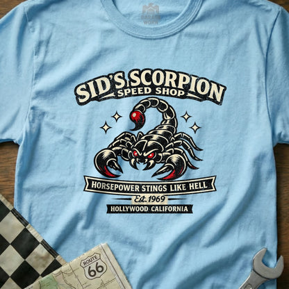 Sid's Scorpion Speed Shop Horsepower Stings Shirt