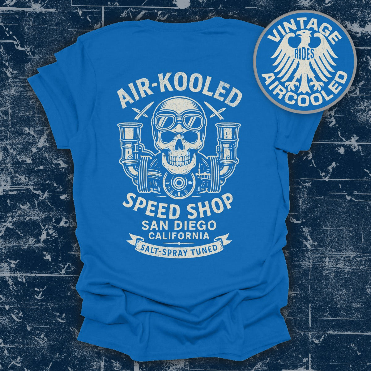 Air-Kooled Speed Shop San Diego Blue Graphic T-shirt product