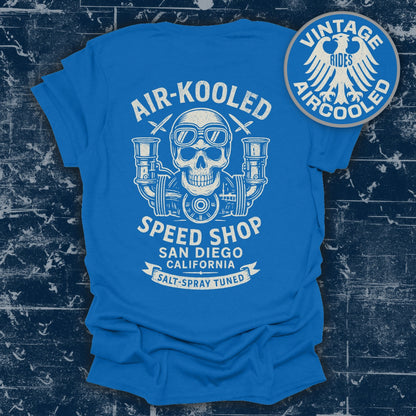 Air-Kooled Speed Shop San Diego Blue Graphic T-shirt product