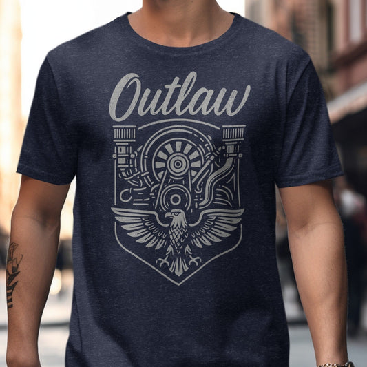 Outlaw Graphic Tee with Engine and Bird Design product type