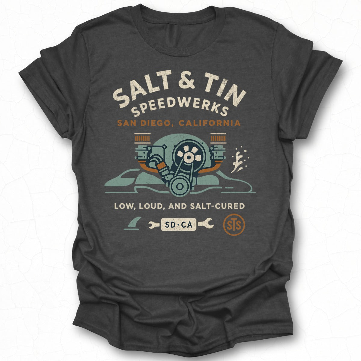 SALT & TIN SPEEDWERKS Unique San Diego California T-Shirt