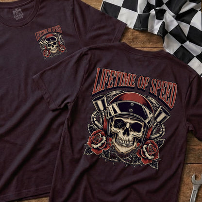 Lifetime of Speed Skull Graphic Tee Racing Shirt