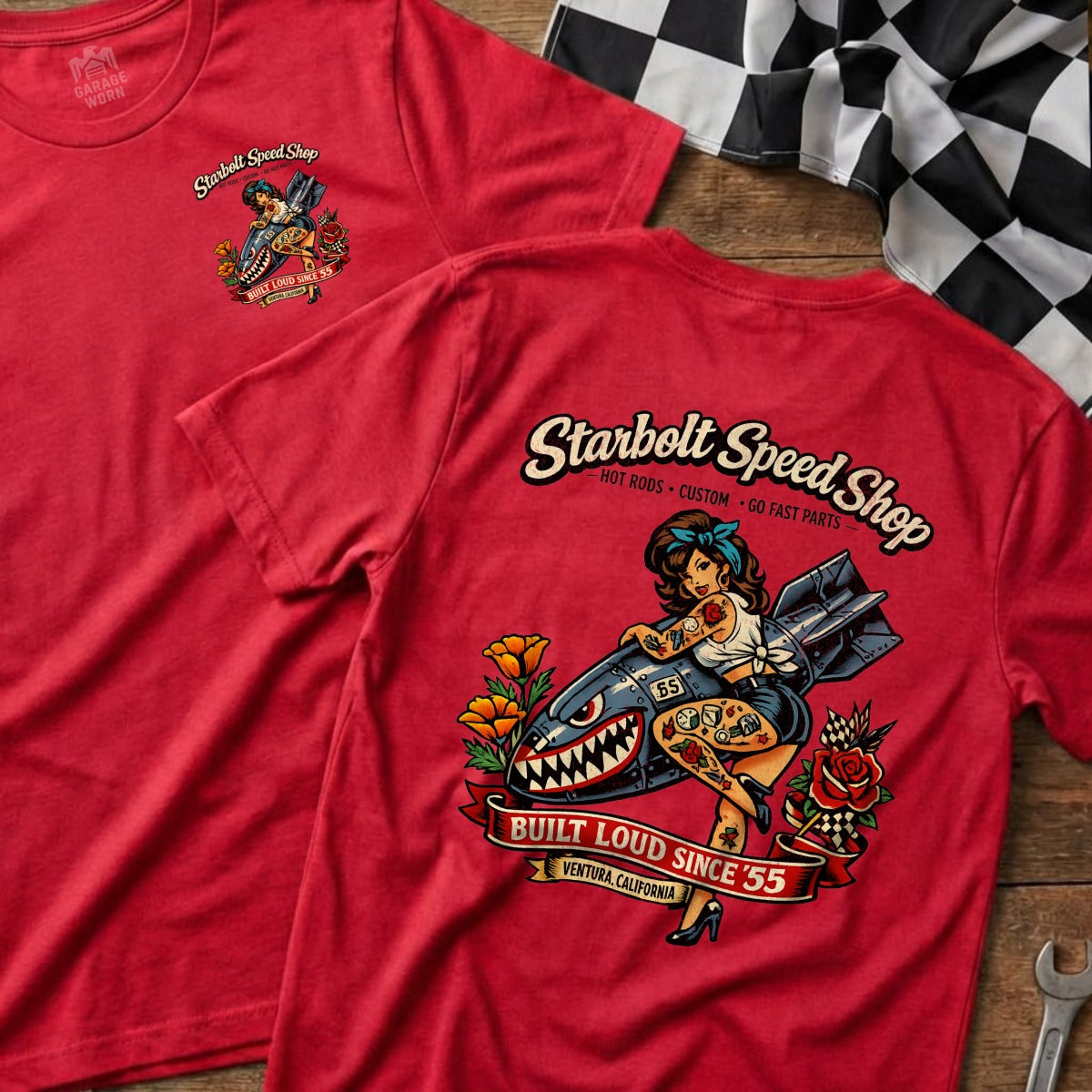 Starbolt Speed Shop Hot Rods Custom Go Fast Parts Shirt