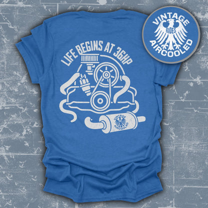 Vintage Rides Life Begins at 36HP T-shirt product