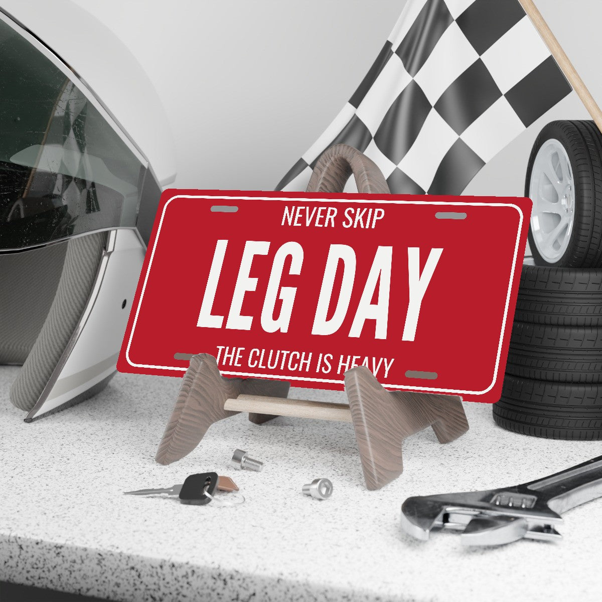 Never Skip Leg Day Stick Shift License Plate Sign - 12 x 6 in aluminum vanity plate