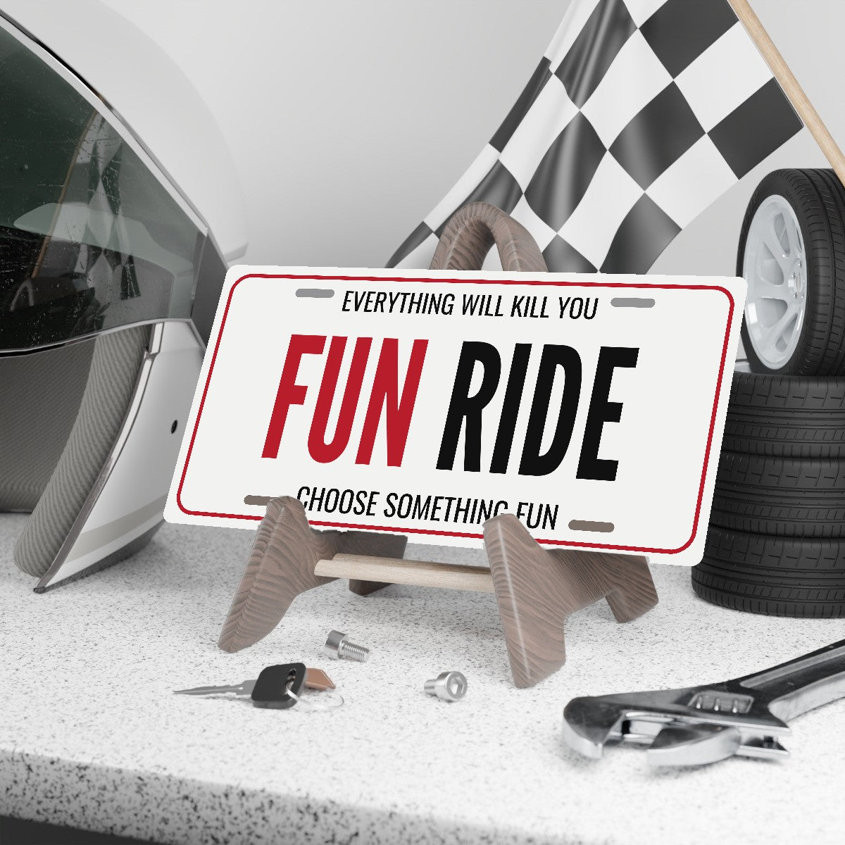Everything Will Kill You Fun Ride Car Guy License Plate Sign - 12 x 6 in aluminum vanity plate