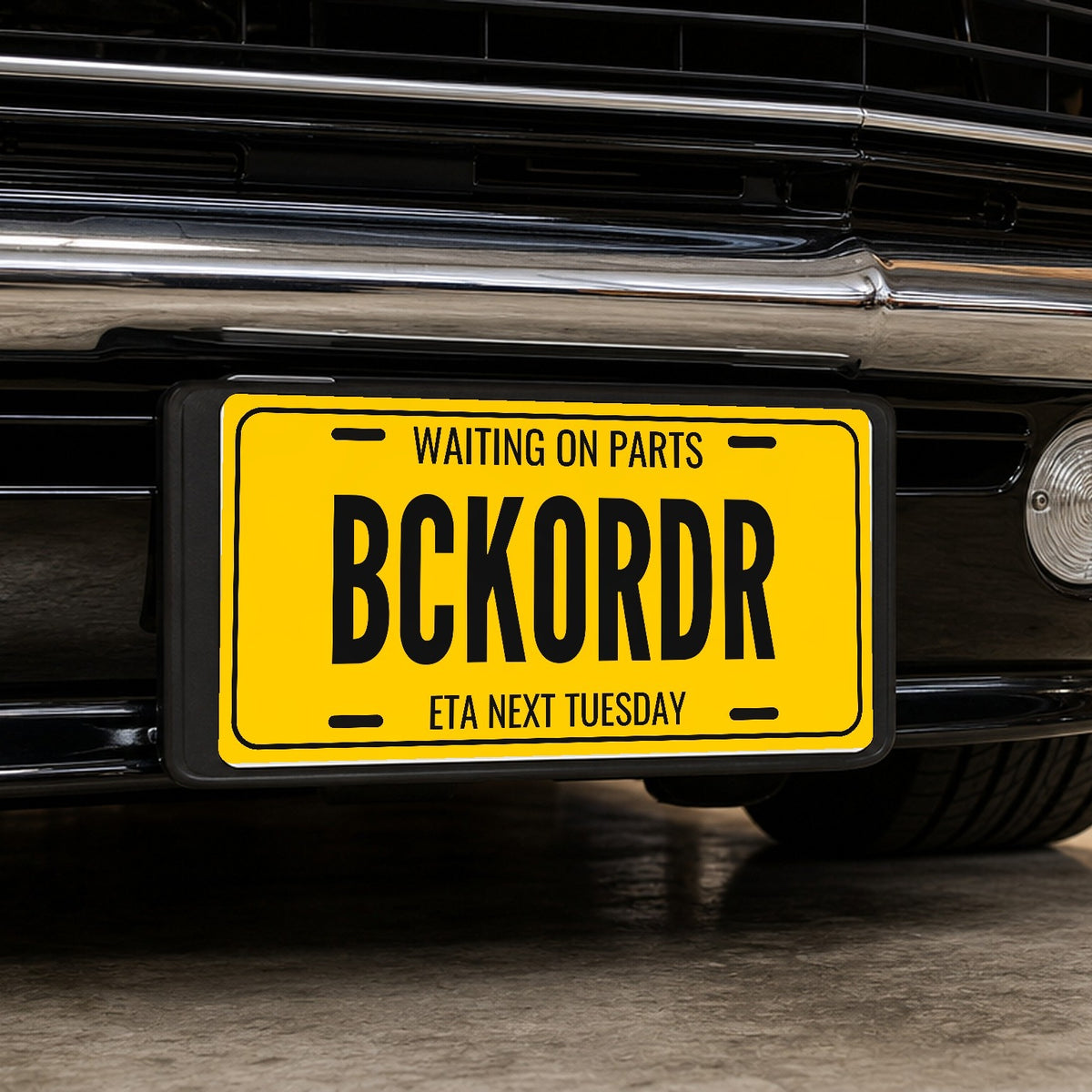Waiting On Parts Backorder Car Guy License Plate Sign - 12 x 6 in aluminum vanity plate