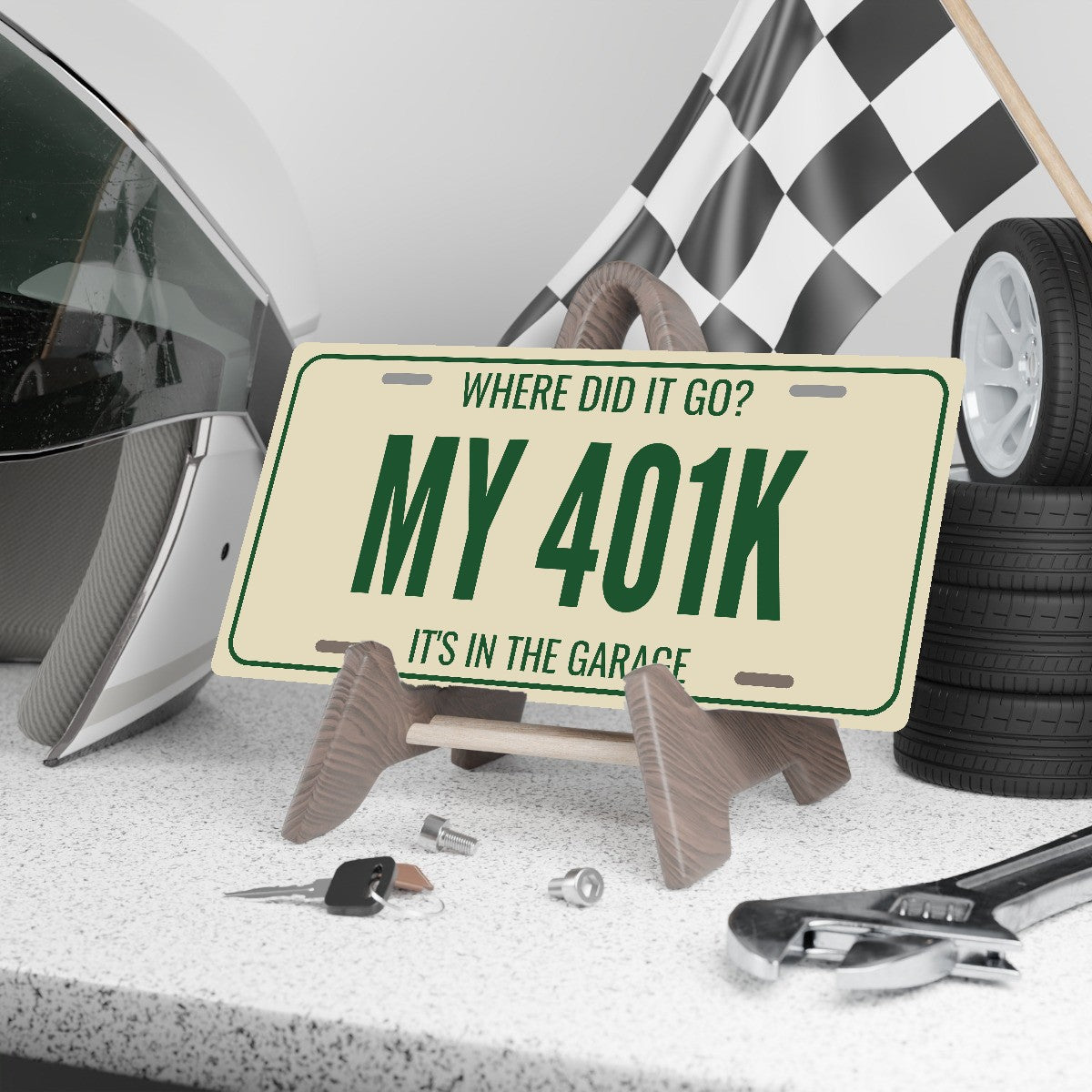 Where Did It Go? My 401K Car Guy License Plate Sign - 12 x 6 in aluminum vanity plate
